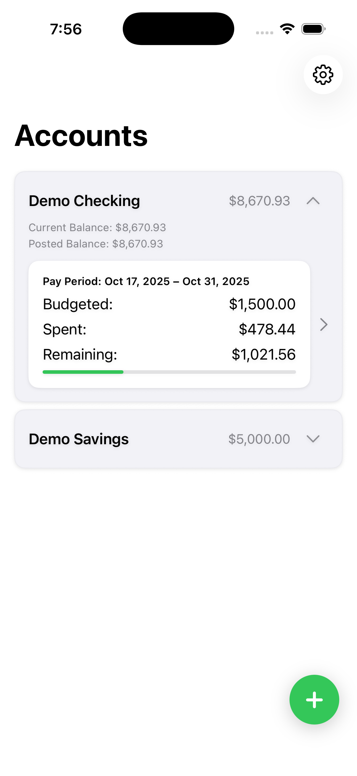 Pay period budget detail